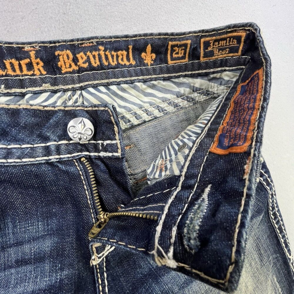 Rock Revival Jamila Boot Jeans Women's 26 Embellished Flap Pocket Distressed - Picture 8 of 16